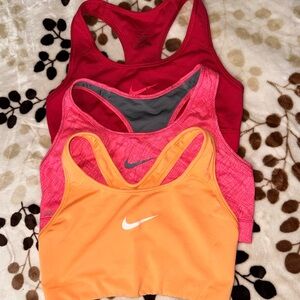 Nike Women's Sports Bra Trio - Bold Red, Pink, and Orange